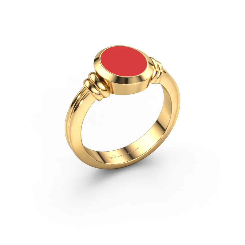 Bild von Pinky Ring Jake 1 585 Gold Rot Emaille 10x8 mm