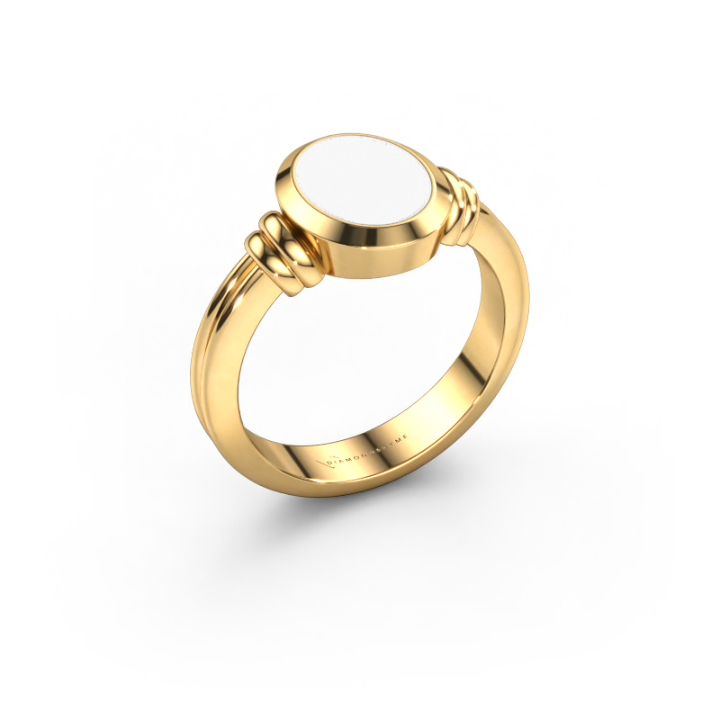 Image of Pinky ring Jake 1 585 gold White enamel 10x8 mm