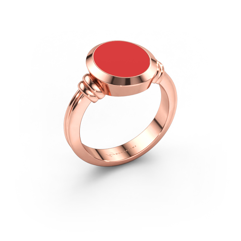 Immagine di Anello chevalier Jake 2 585 oro rosa Smalto rosso 12x10 mm