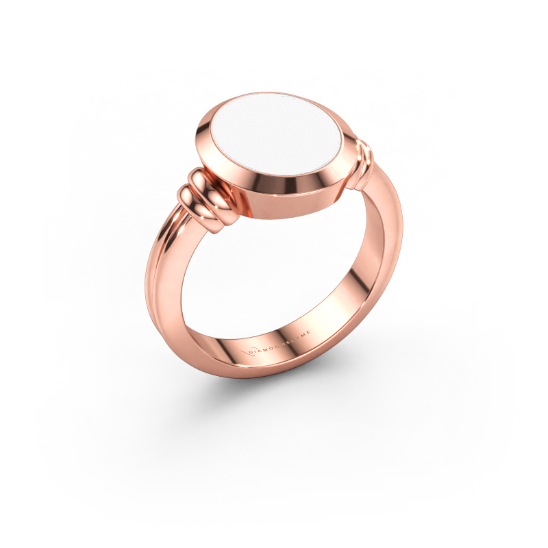 Immagine di Anello chevalier Jake 2 585 oro rosa Smalto bianco 12x10 mm