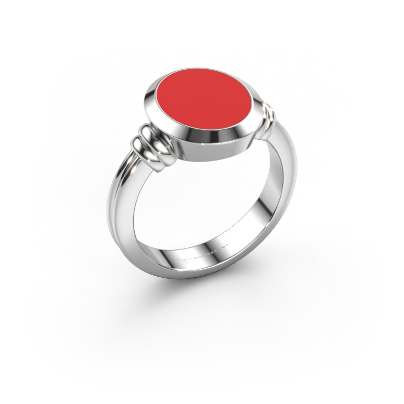 Bild von Siegelring Jake 2 950 Platin Rot Emaille 12x10 mm