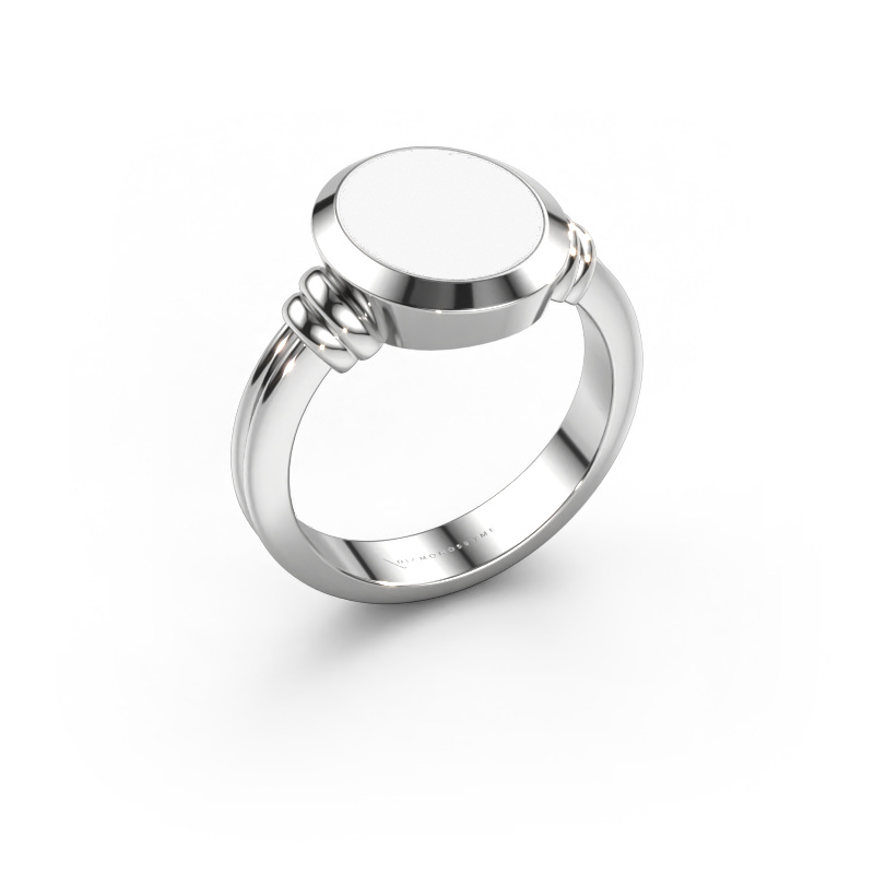 Image of Signet ring Jake 2 950 platinum White enamel 12x10 mm