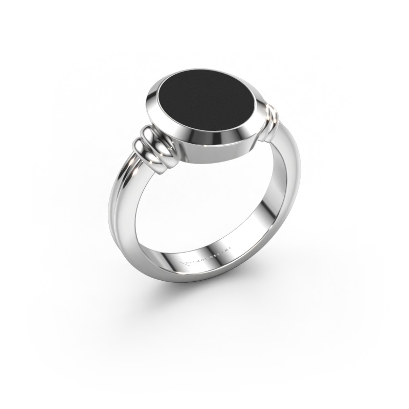 Bild von Siegelring Jake 2 950 Platin Schwarze Emaille 12x10 mm
