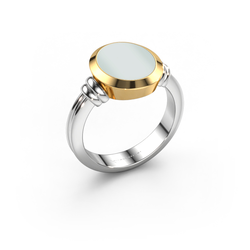 Image of Signet ring Jake 2 585 white gold Green sardonyx 12x10 mm