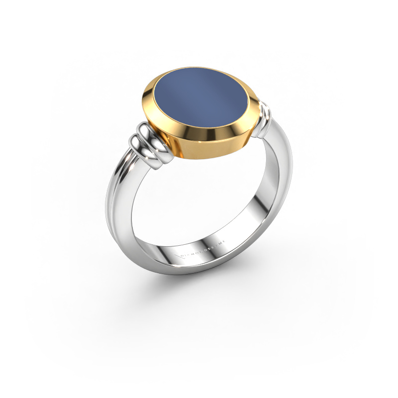 Image of Signet ring Jake 2 585 white gold Blue sardonyx 12x10 mm