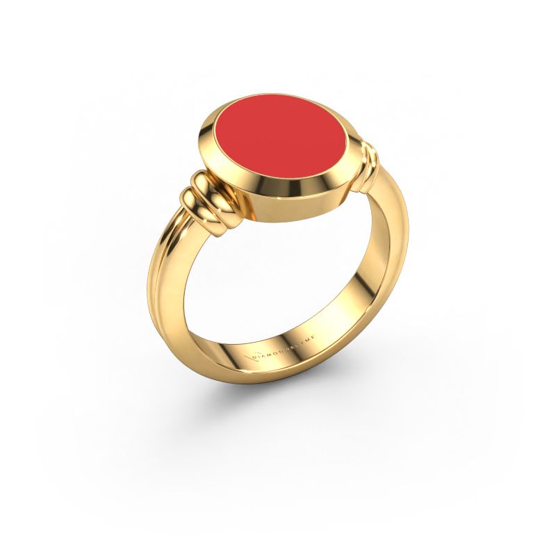 Image of Signet ring Jake 2 585 gold Red enamel 12x10 mm