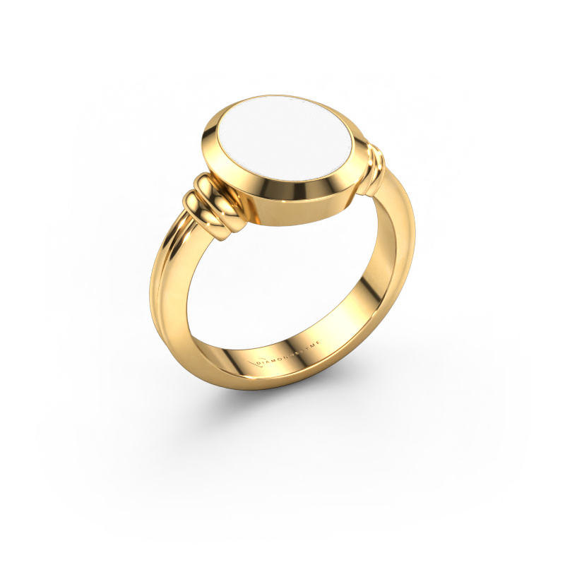 Bild von Siegelring Jake 2 585 Gold Weiße Emaille 12x10 mm
