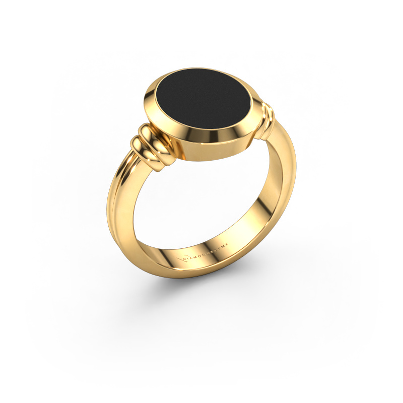Bild von Siegelring Jake 2 585 Gold Schwarze Emaille 12x10 mm