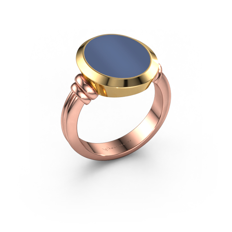 Afbeelding van Zegelring Jake 3 585 rosé goud Blauw lagensteen 15x12 mm