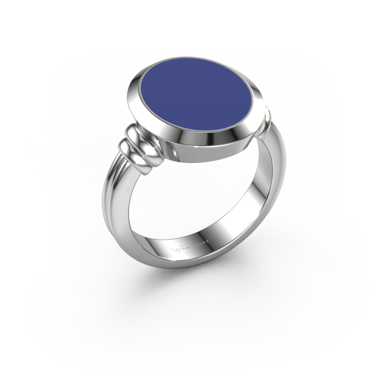 Bild von Siegelring Jake 3 950 Platin Blau Emaille 15x12 mm