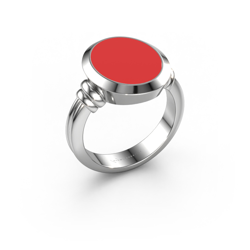 Image of Signet ring Jake 3 950 platinum Red enamel 15x12 mm