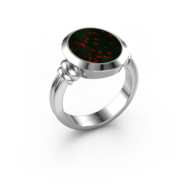 Image of Signet ring Jake 3 950 platinum Bloodstone 15x12 mm
