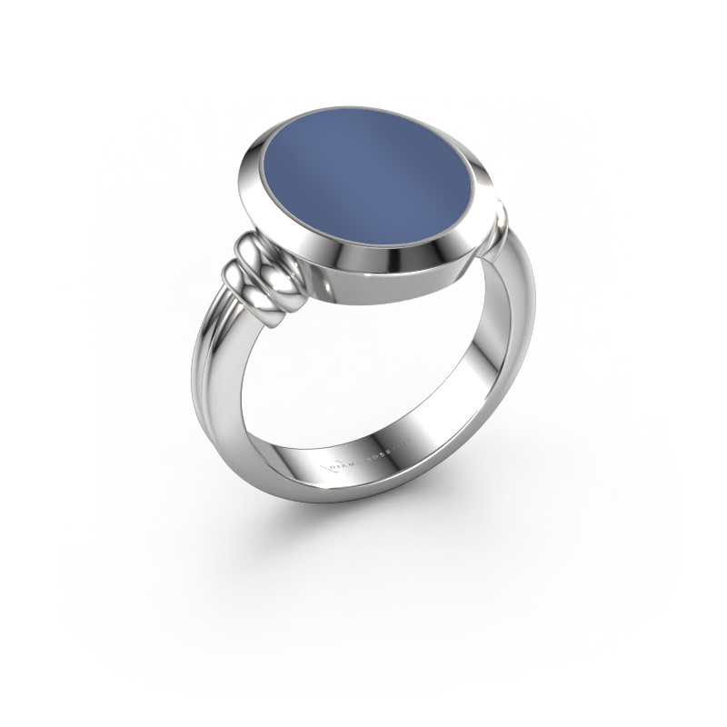 Bild von Siegelring Jake 3 950 Platin Blau Lagenstein 15x12 mm