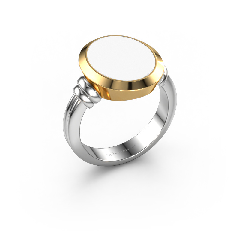 Image de Chevalière Jake 3 585 or blanc émail blanc 15x12 mm