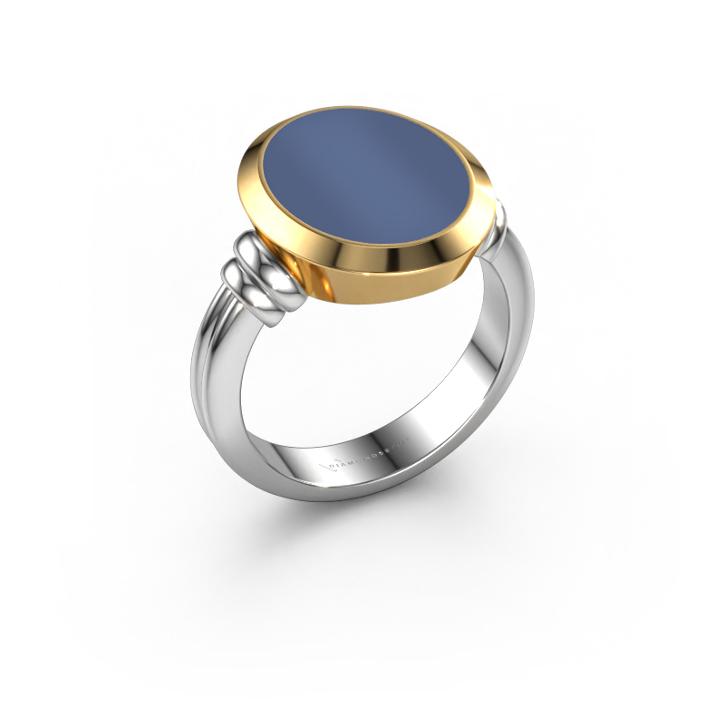 Image of Signet ring Jake 3 585 white gold Blue sardonyx 15x12 mm