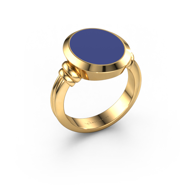 Image of Signet ring Jake 3 585 gold Blue enamel 15x12 mm