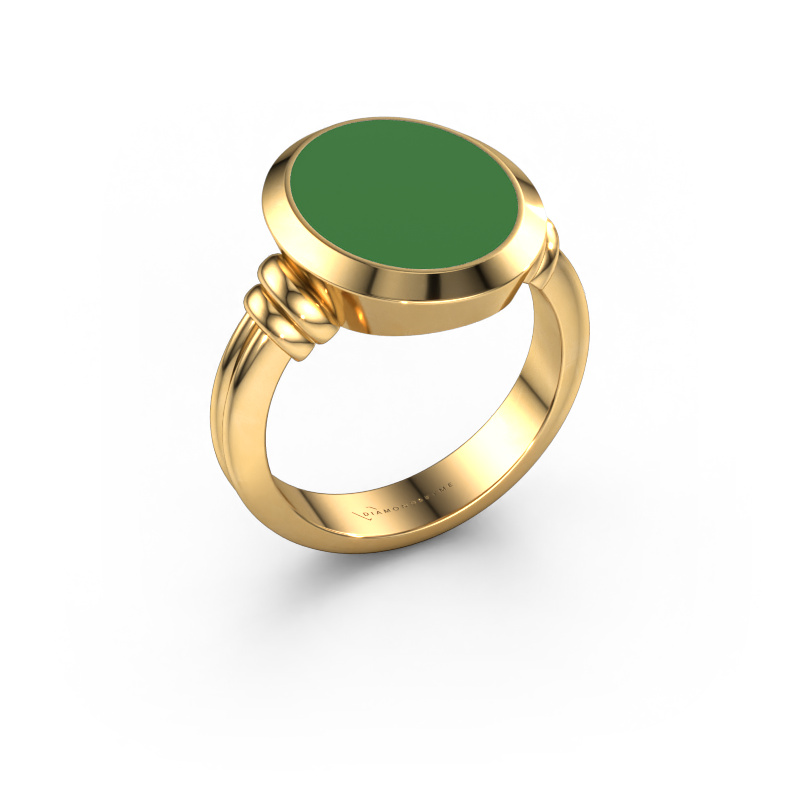 Image of Signet ring Jake 3 585 gold Green enamel 15x12 mm