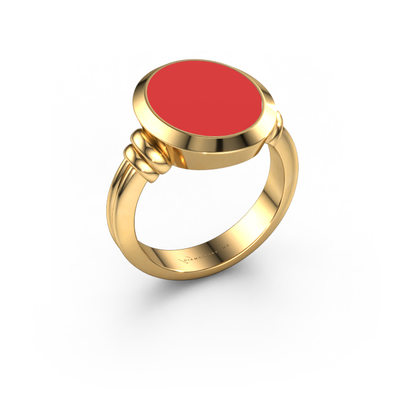 Image of Signet ring Jake 3 585 gold Red enamel 15x12 mm