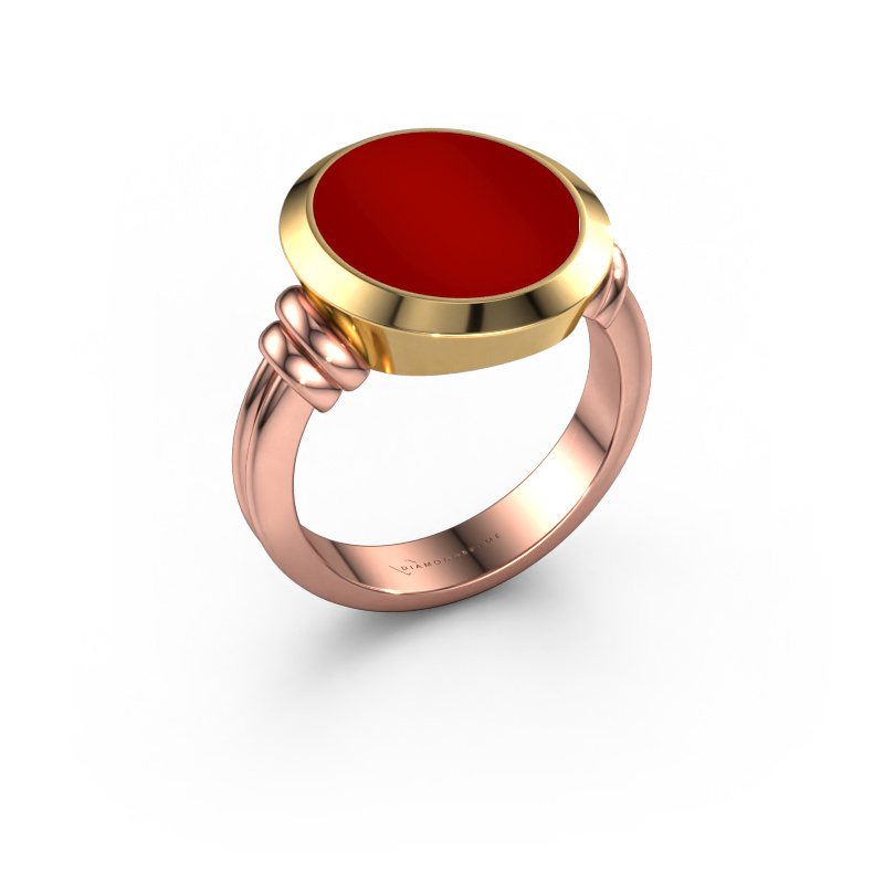 Image of Signet ring Jake 4 585 rose gold Carnelian 15x13 mm