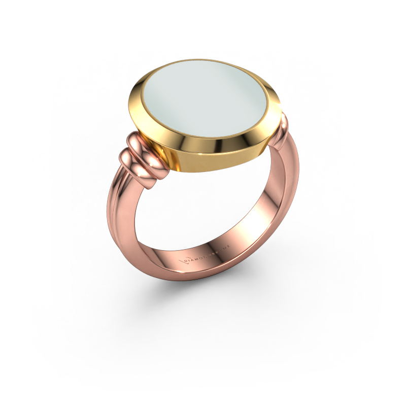 Afbeelding van Zegelring Jake 4 585 rosé goud Groene lagensteen 15x13 mm