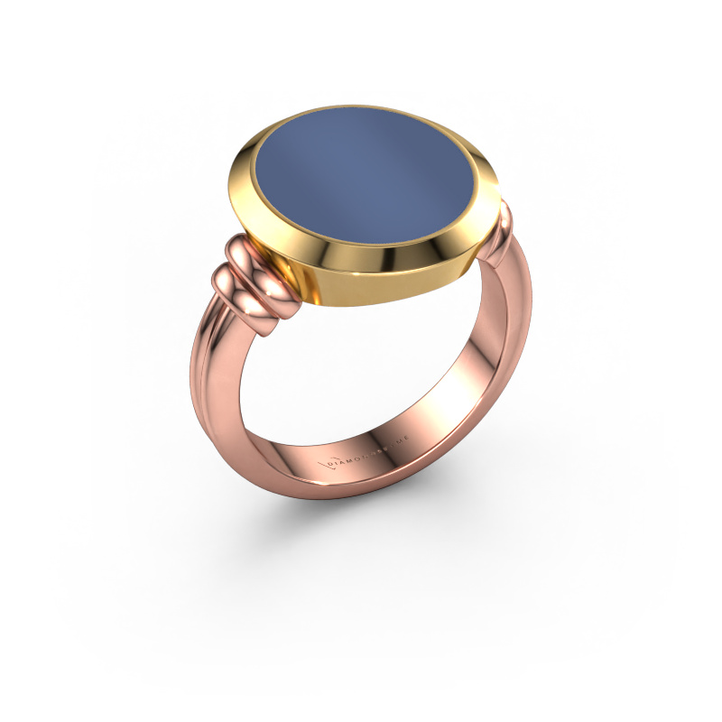 Bild von Siegelring Jake 4 585 Roségold Blau Lagenstein 15x13 mm