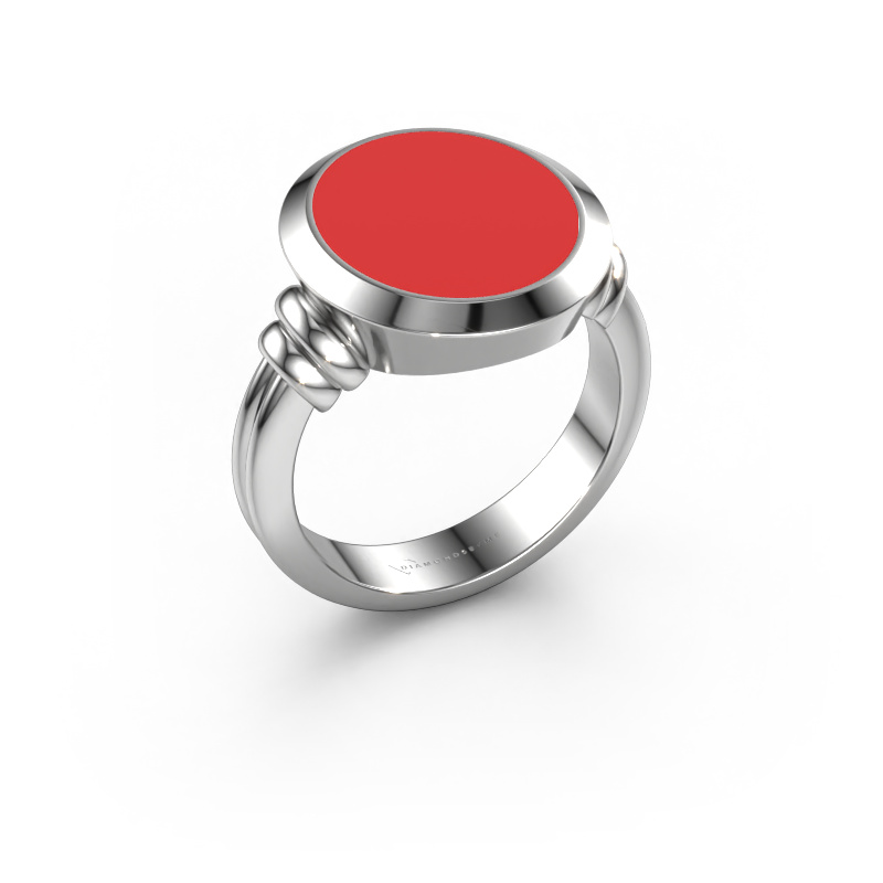 Image of Signet ring Jake 4 950 platinum Red enamel 15x13 mm