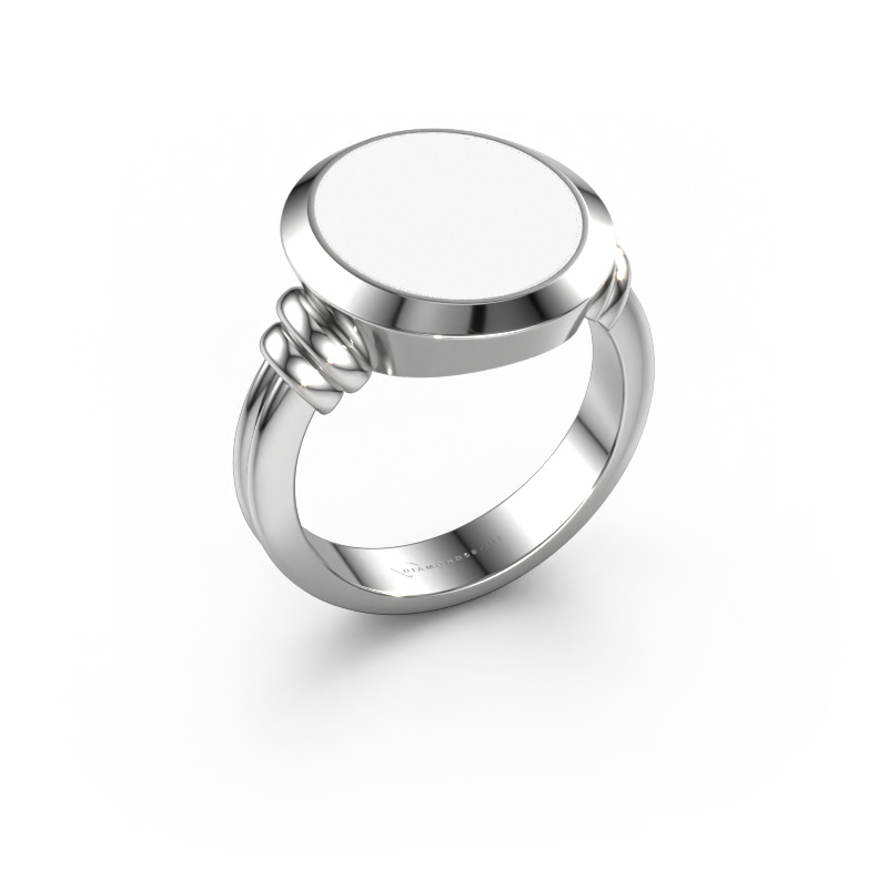 Image of Signet ring Jake 4 950 platinum White enamel 15x13 mm