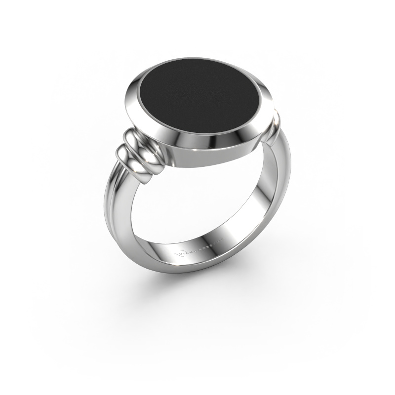 Bild von Siegelring Jake 4 950 Platin Schwarze Emaille 15x13 mm
