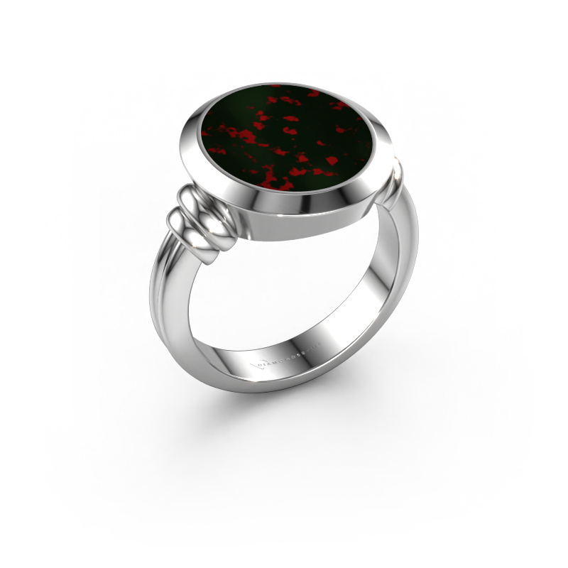 Image of Signet ring Jake 4 950 platinum Bloodstone 15x13 mm