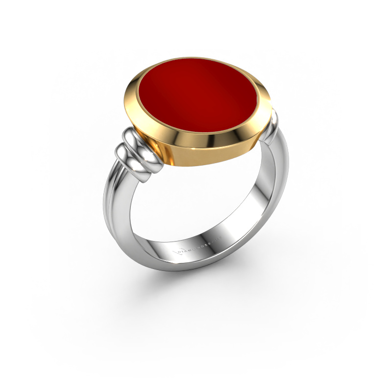 Image of Signet ring Jake 4 585 white gold Carnelian 15x13 mm