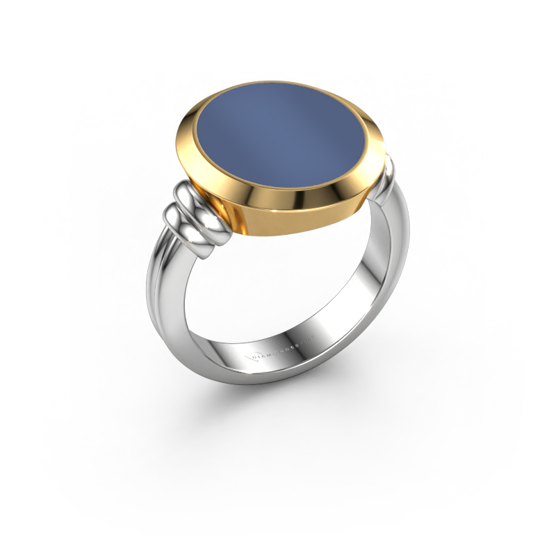 Bild von Siegelring Jake 4 585 Weißgold Blau Lagenstein 15x13 mm