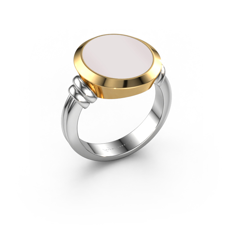 Bild von Siegelring Jake 4 585 Weißgold Rot Lagenstein 15x13 mm