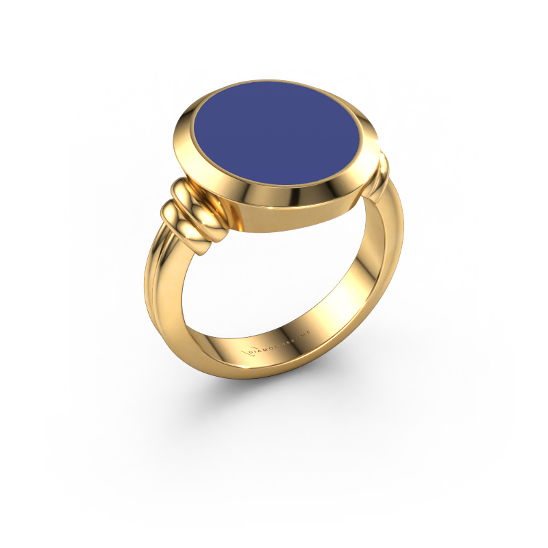 Bild von Siegelring Jake 4 585 Gold Blau Emaille 15x13 mm
