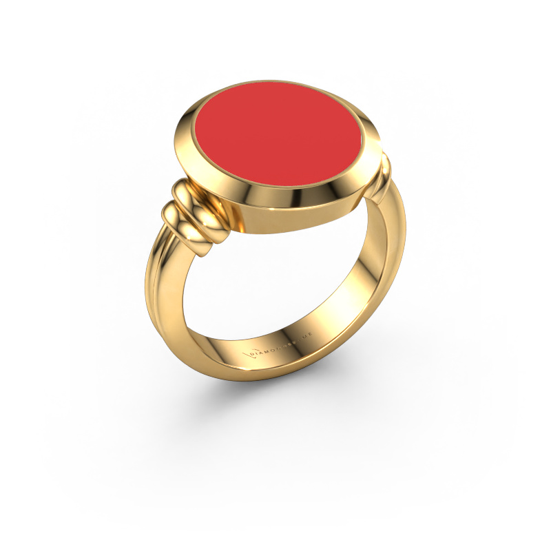Image of Signet ring Jake 4 585 gold Red enamel 15x13 mm