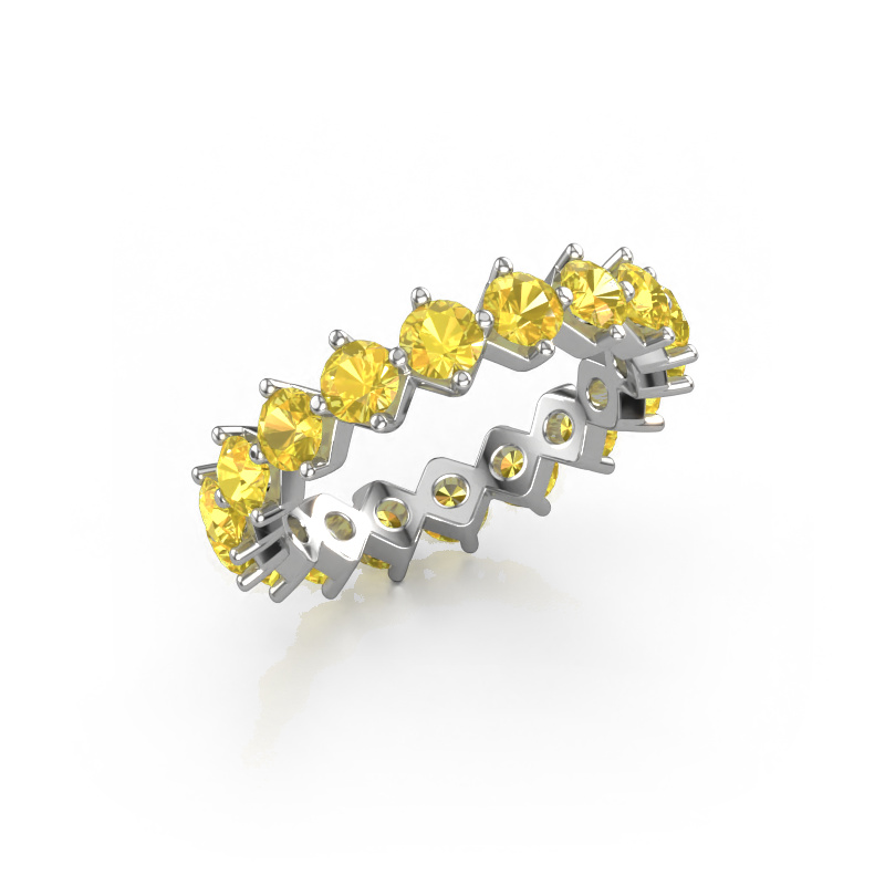 Image of Stackable ring Janie 3.4mm 585 white gold Yellow sapphire 3.4 mm