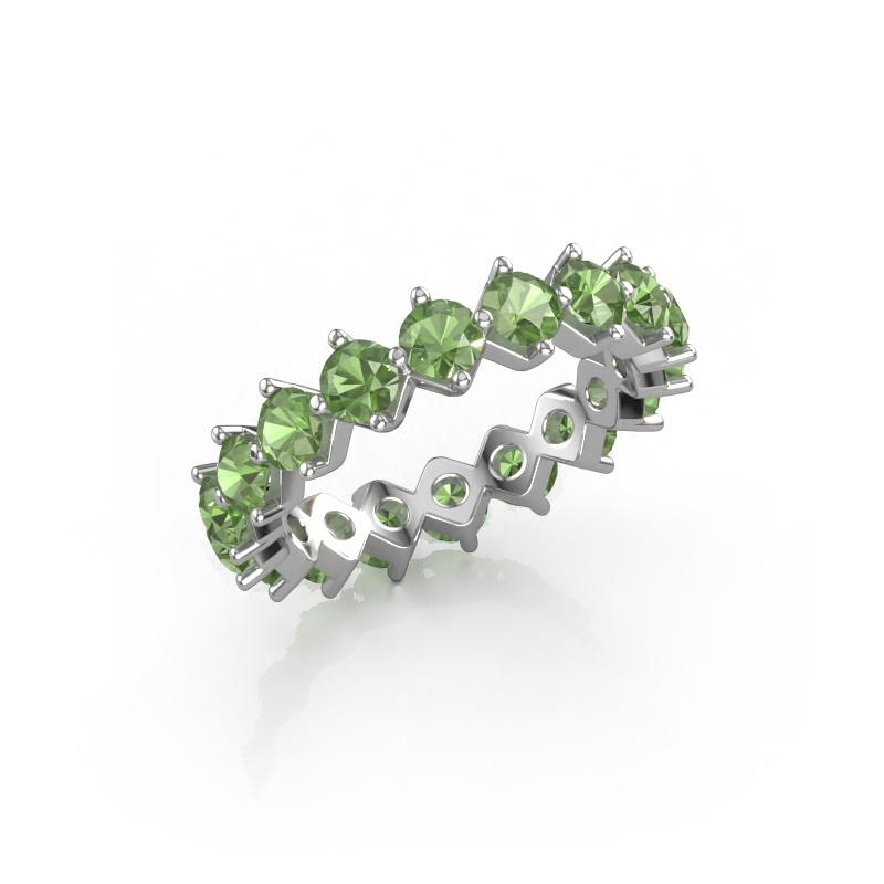 Image of Stackable ring Janie 3.4mm 585 white gold Tourmaline green 3.4 mm