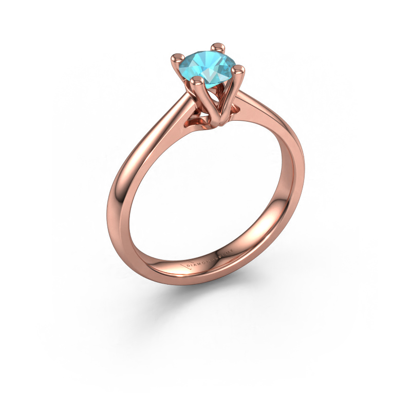 Image of Engagement ring Janna 1 585 rose gold Blue topaz 5 mm