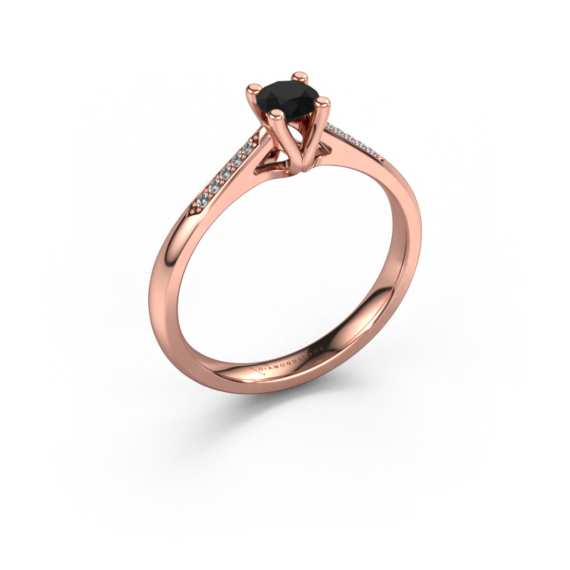 Afbeelding van Promise ring Janna 2 585 rosé goud Zwarte diamant 0.349 crt