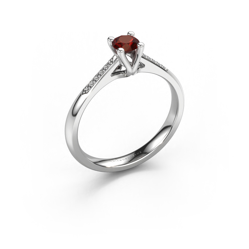 Image of Promise ring Janna 2 585 white gold Garnet 4 mm