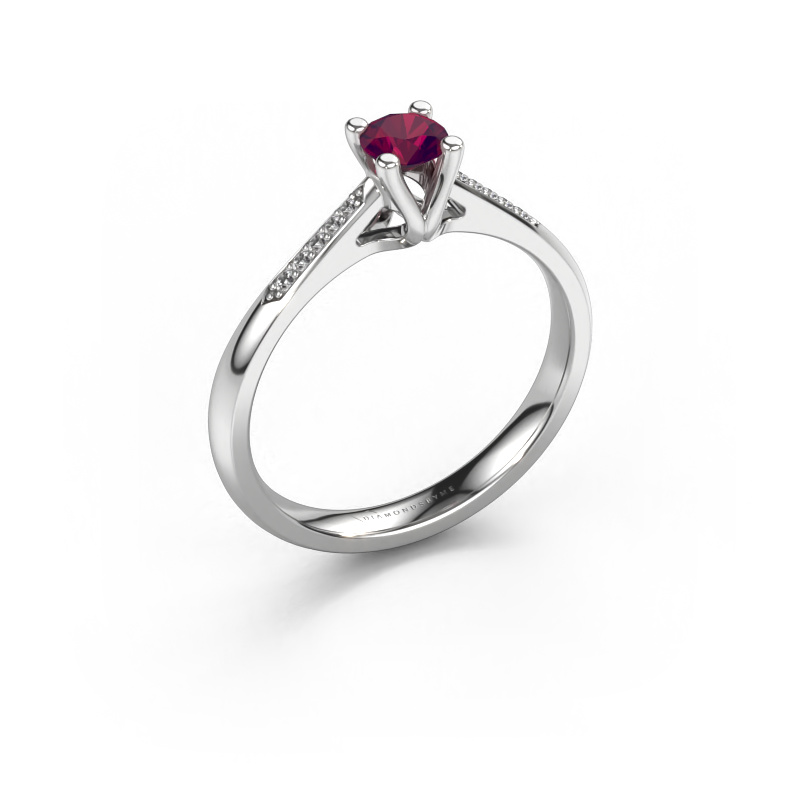 Image of Promise ring Janna 2 950 platinum Rhodolite 4 mm
