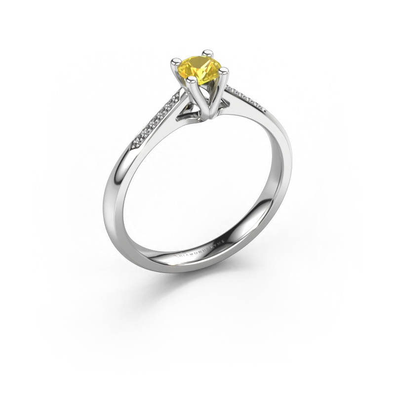 Image of Promise ring Janna 2 950 platinum Yellow sapphire 4 mm