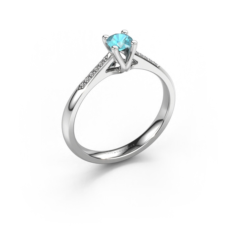Image of Promise ring Janna 2 950 platinum Blue topaz 4 mm
