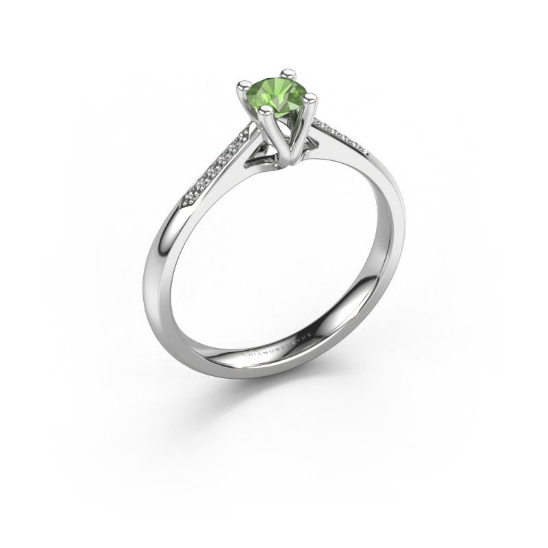 Image of Promise ring Janna 2 950 platinum Tourmaline green 4 mm