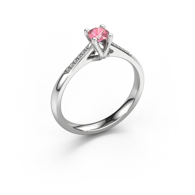 Image of Promise ring Janna 2 950 platinum Tourmaline pink 4 mm