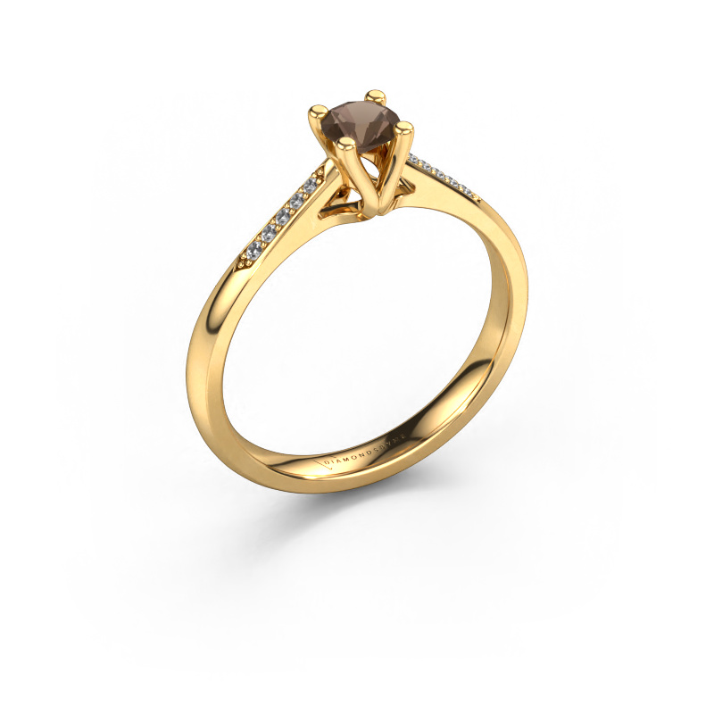 Image of Promise ring Janna 2 585 gold Smokey quartz 4 mm