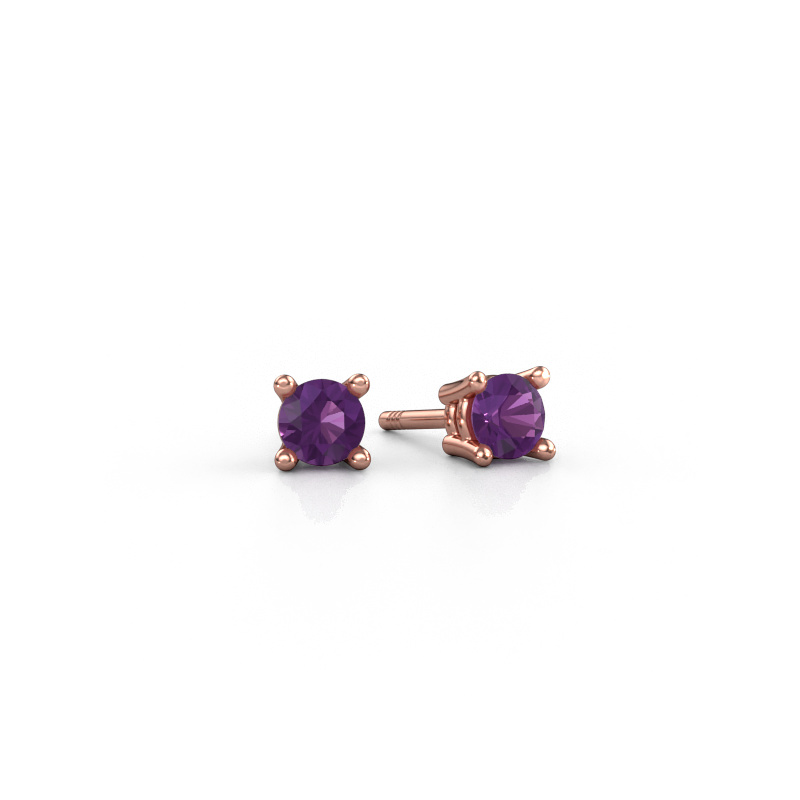 Image of Stud earrings Jannette 585 rose gold Amethyst 4 mm