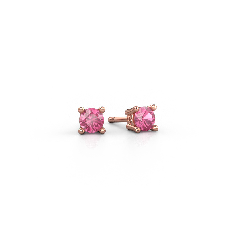 Image de Clous d'oreilles Jannette 585 or rose Saphir rose 4 mm