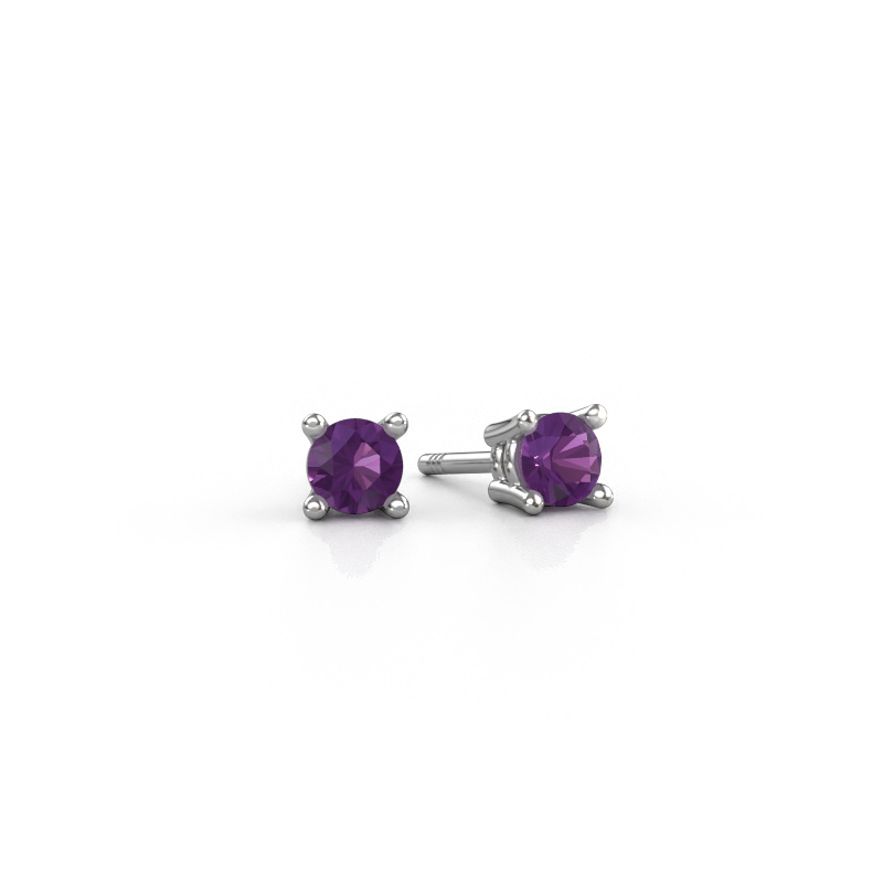 Image of Stud earrings Jannette 950 platinum Amethyst 4 mm