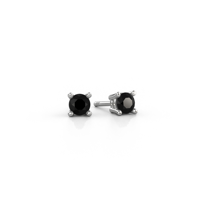 Image of Stud earrings Jannette 585 white gold Black diamond 0.60 crt