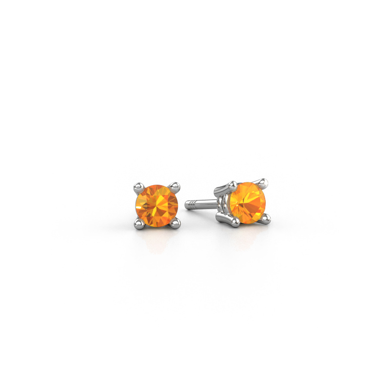 Image of Stud earrings Jannette 585 white gold Citrin 4 mm